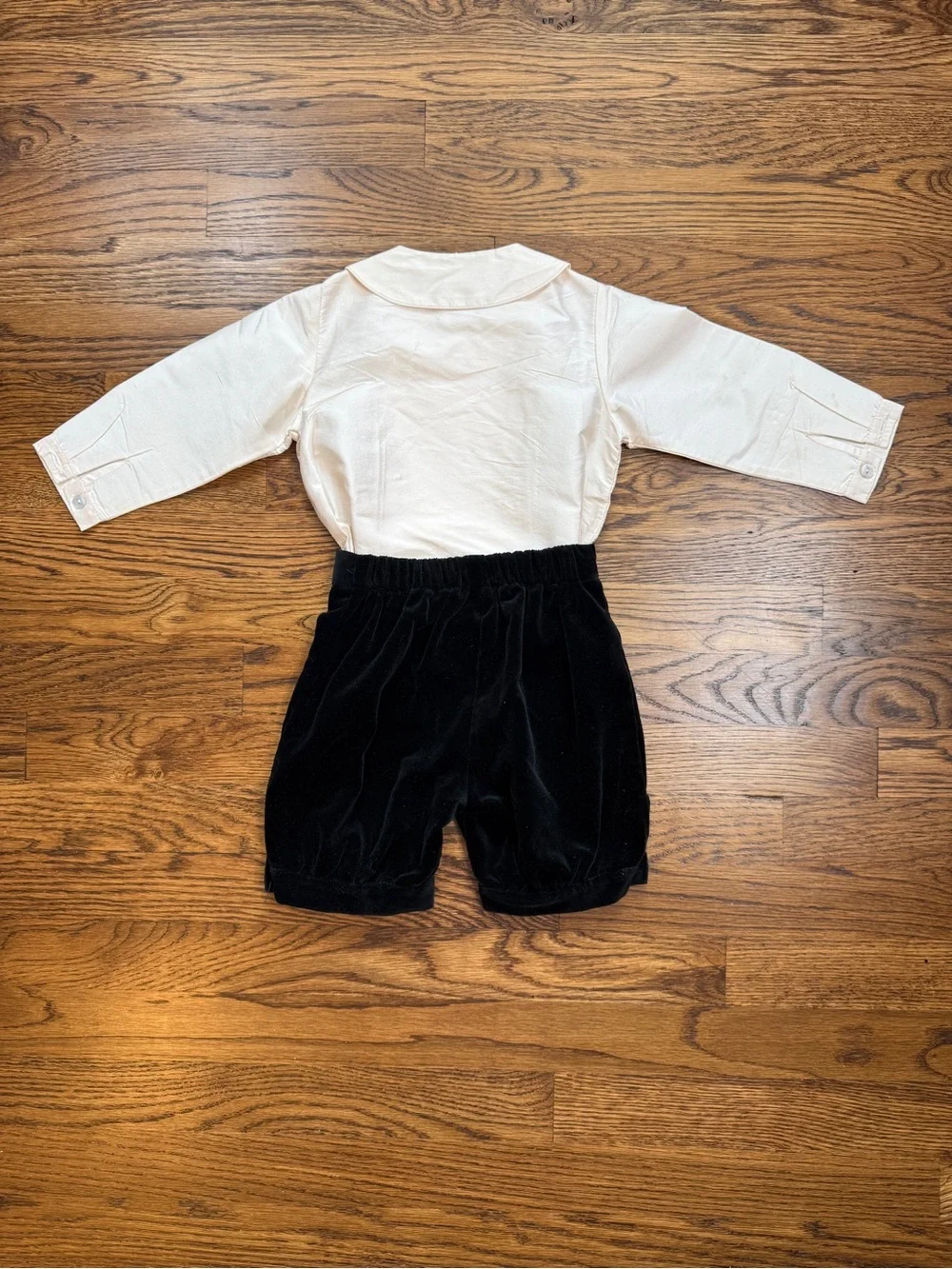 Vintage Frances Johnston Silk Heirloom Top Black Velvet Toddler Shorts 18 Mths